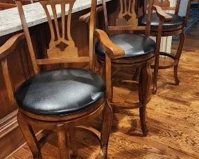 Three Matching Quality Wood Barstools 
