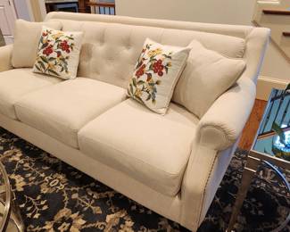White/Light Beige Sofa - 82" Length X 40" Depth X 36" Height