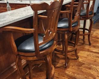 Three Matching Quality Wood Barstools 