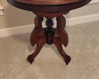 Antique Round Table on Casters - 29" X 30" Height
