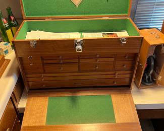 custom made tool chest made by Gerstner Chests with original documents, receipts, catalog, and keys