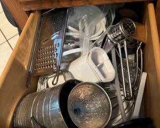 Lots of kitchenware for baking, cooking, etc