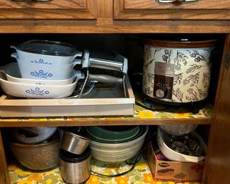 Lots of kitchenware for baking, cooking, etc