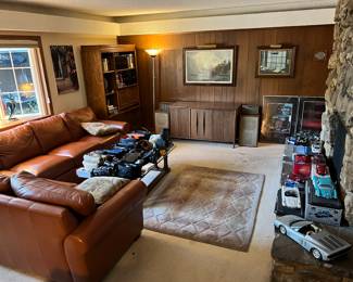 Mid-Century-Modern Furniture, record cabinet/credenza, model cars, cameras