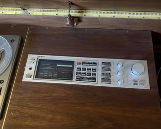 Vintage HiFi equipment: Reel-to-reel player, Receiver, Turntable/record player, vintage speakers, record cabinet