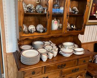 vintage fine china and porcelain: limoges, bavaria, royal albert, etc and vintage hutch / china cabinet