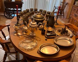 vintage silver plated and pewter sets
(Sterling silver was removed from the sale)