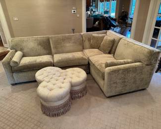 3-piece plush greige corner sectional, like new!