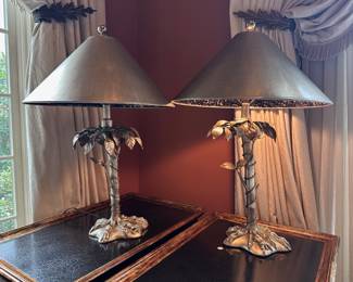 silver toned decorative branch table lamps