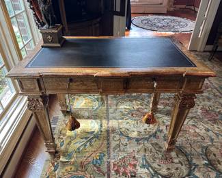 Vintage leather inset wooden Firenze desk 