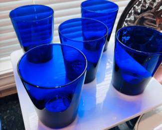 Vintage Cobalt Blue heavy glass tumblers