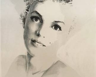 "Starry Eyed Monroe" signed lithograph by D.W. Leeland on the Rue Royal FA antique lithograph press, Marinoni Violin. (letter of authenticity included) 