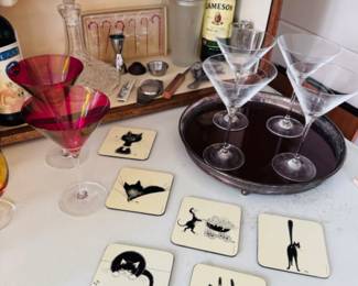 Beautiful vintage barware... gorgeous crystal martini glasses just in time for the holidays!