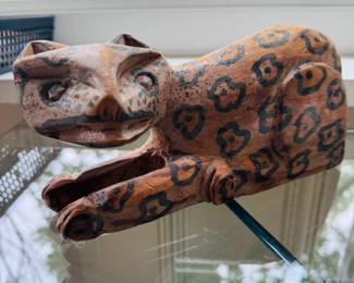 Carved folk art wooden leopard