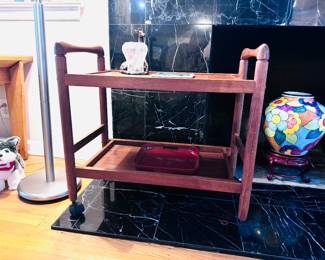 Mid Century teak wood bar cart, needs cosmetic refinishing