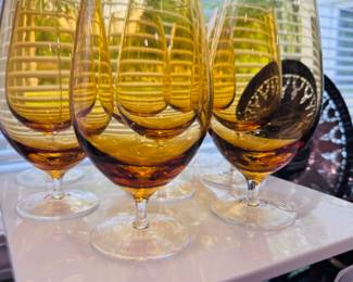 Beautiful Amber colored blown glass sipping sniffers