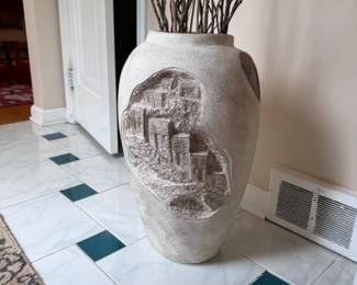 Grecian street scene large ceramic floor vase