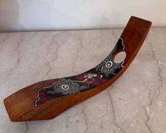 Wood Wine Bottle Holder, Australian Aboriginal Art / Price: $16