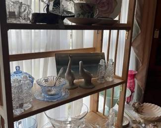 Blue depression glass, stemware, glass and porcelain