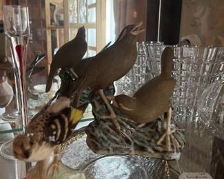 Birds, crystal and porcelain