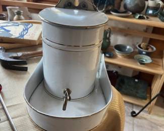 Two piece French  enamel pot