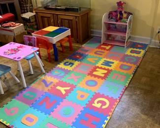 foam tile pads laid out - ABC's and 123's...