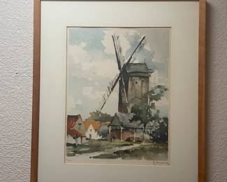 Windmill Kupferstich painting