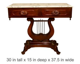 999 Victorian Lyre Marble Top Table 125.00