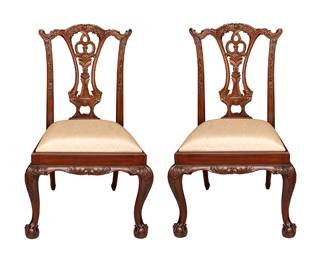 1010 Pair Maitland Smith Chippendale Chairs 250.00