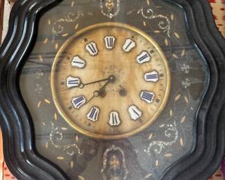 Antique Inlaid Wall Clock, minus Key