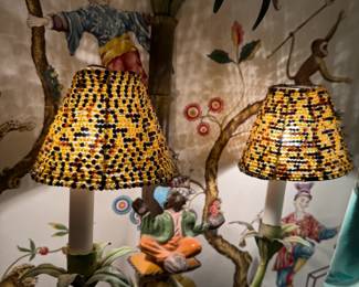 Tole Monkey Illuminated Sconces 