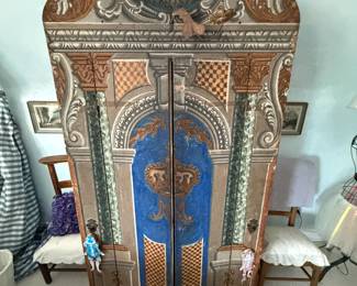 Antique Original Painted Armoire 