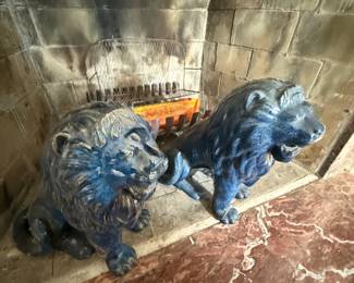 Blue Ceramic Lions