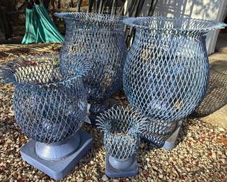 Antique Woven Metal Planters
