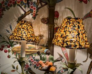 Tole Monkey Illuminated Sconces 