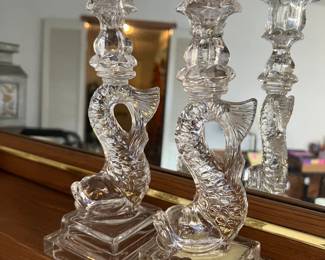 Koi glass candlesticks
