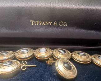 Tiffany & Co. Picasso Gold Silver Reversible Magic XL Disc Agate Earrings Bracelet