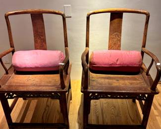 Antique Chinese Box Chairs with cushions