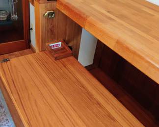 d-Scan Mid Century Danish Teak Convertible Rolling Bar Cabinet