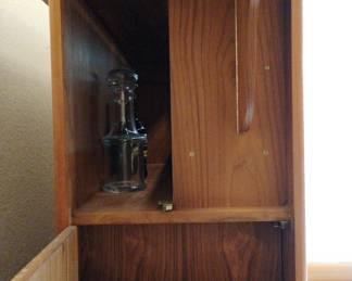 d-Scan Mid Century Danish Teak Convertible Rolling Bar Cabinet