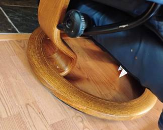 Ekornes Stressless Blue Leather Lounge Chair & Ottoman
