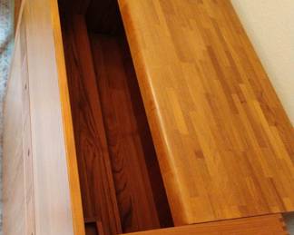 d-Scan Mid Century Danish Teak Convertible Rolling Bar Cabinet