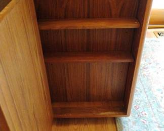 d-Scan Mid Century Danish Teak Convertible Rolling Bar Cabinet