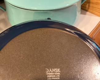 Kobenstyle Dansk Mid-Century Midnight Blue Enamel Dutch Oven, Kobenstyle Dansk Mid-Century Turquoise Enamel Dutch Oven  