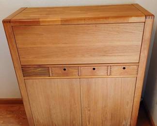 d-Scan Mid Century Danish Teak Convertible Rolling Bar Cabinet