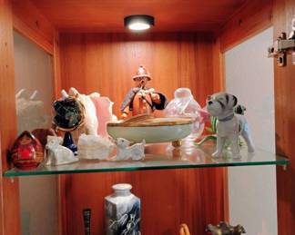 Lighted Modern Wood & Glass Curio Cabinet