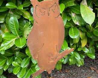 Rustic Metal Owl Silhouette Yard Art