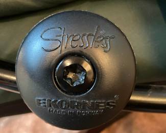 Ekornes Stressless Green Leather Lounge Chair & Ottoman