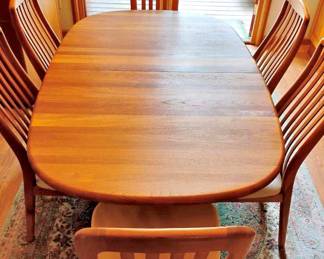 Mid Century Danish Teak Dining Table with Chairs