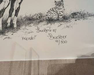 1987 Framed & Matted Special Edition Print "Friends?" by Bruckner